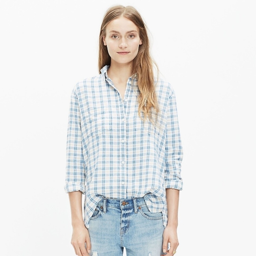 Madewell Flannel Oversized Boyshirt in Benton Plaid Size XS